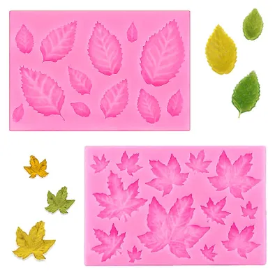 2er-Set Silikon-Blattformen für Fondant & Schokolade