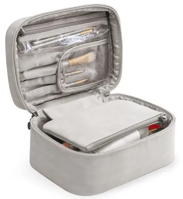 Produktbild von Wasserdichte Kosmetiktasche - große Toilettentasche - Reisekosmetiktasche - 2-teilig - Kunstleder - leicht und kompakt