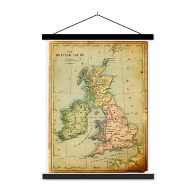 Produktbild von MuchoWow® Textilposter Antike Landkarte von England 40x53 cm mit schwarzem Rahmen - Abbildung