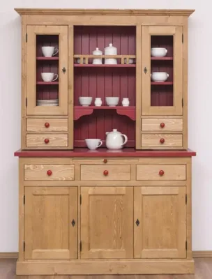 Immagine prodotto di Casa Padrino mobile da cucina in stile country colori naturali / rosso bordeaux 137 x 50 x h. 197 cm - Mobile da cucina a 2 pezzi con 5 ante e 7 cassetti - Mobili da cucina in stile country