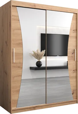Produktbild von Kleiderschrank, Schiebetürenschrank Schlafzimmer, Schrank mit Spiegel MONACO 150 cm