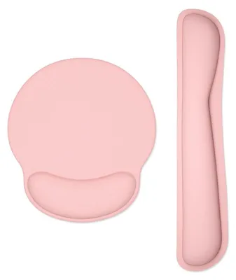 Zdjęcie produktu dla Podkładka pod nadgarstki dla klawiatury i mata pod mysz z podparciem dla nadgarstków, wykonana z pianki memory, antypoślizgowa, różowa, 43,2 cm