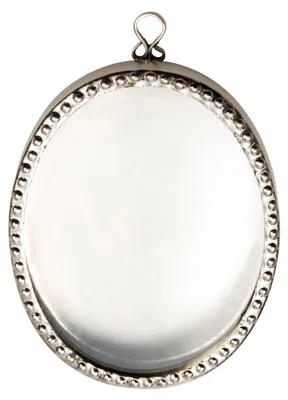 Wandreliquiar oval vernickelt Perlenrand 10 cm