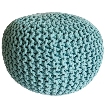 Produktbild von Strickhocker Pouf Sitzpouf Sitzpuff Grobstrick Bodenkissen Mint Ø 45cm