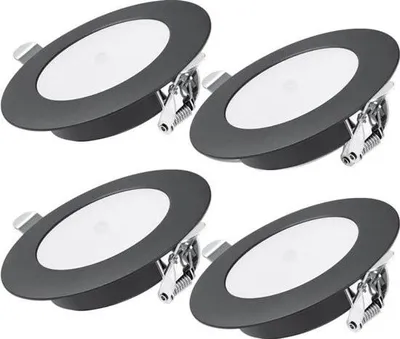 Produktbild von 4 x 12V LED-Einbaustrahler – Einbaustrahler für Wohnmobile und Boote – Innenbeleuchtung für LKW, Anhänger und Camper – Schwarz, 5000K