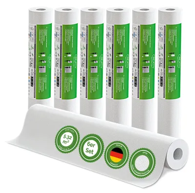 Produktbild von Vliestapete Raufasertapete – Feine Gewebestruktur 6er Set, 6 x 10,05 m x 0,53 m, überstreichbar, atmungsaktiv, Wandtapete  Germany – Veluxis