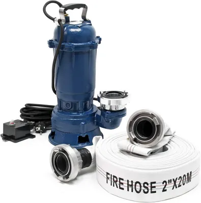 Image de Pompe submersible de 1500W pour eaux sales, débit de 22 800 litres par heure, incluant un tuyau de 20 mètres