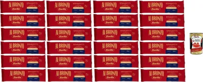 Produktbild von Barilla Al Bronzo Spaghetti N.305 24x500g – 12 kg Vorratspack, extraraue Bronze-Textur für maximalen Saucenhalt, al dente in 11 Min., 100% Hartweizengrieß – aus Italien + Italian Gourmet polpa