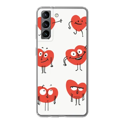 Produktbild von MuchoWow® Handyhülle Schutzhülle Hülle für Samsung Galaxy S21 Eine Illustration von neun Herzen mit Emotionen Silikon Softcase Handy Hülle - Softcase