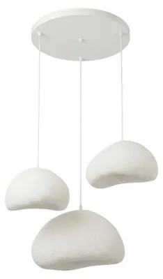 Image de Suspension Luminaire en métal et fibre de verre blanc 50 x 44 cm hauteur réglable 50 à 115 cm 3 lumières E27 40 W IP20
