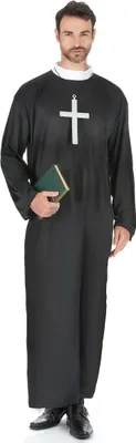 Produktbild von Priester-Kostüm in Übergröße für Herren religiöse-Verkleidung schwarz-weiss XXL