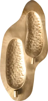 Produktbild von BELIANI Wandkerzenhalter Gold Metall für Stabkerzen 2-Armig Modern Strukturierte Optik Wanddeko für Wohnzimmer Esszimmer Flur Eingangsbereich