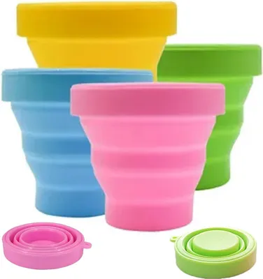 Produktbild von Faltbare Becher 4 Stück Silikon Klappbecher Für Camping Reisen