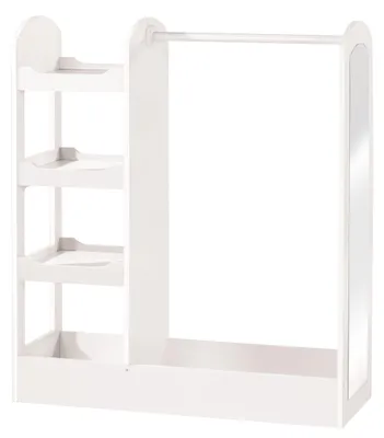 Produktbild von roba Garderobe, mit Kleiderständer, Regal, Kleiderstange & grossem Spiegel; aus Holz weiß lackiert
