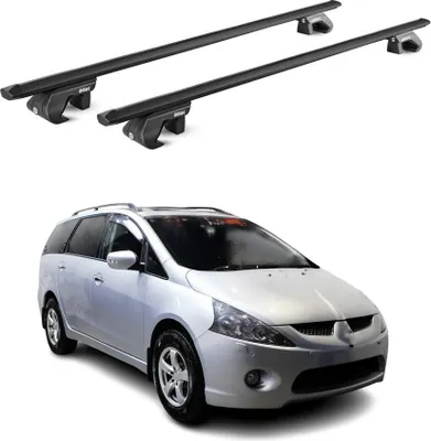 Image de Barres de toit transversales ABE pour Mitsubishi Grandis NA 2003-11 Alu Noir 2x