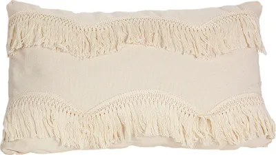 Image de Coussin Romimex Blanc Avec Franges 30 x 10 x 50 cm