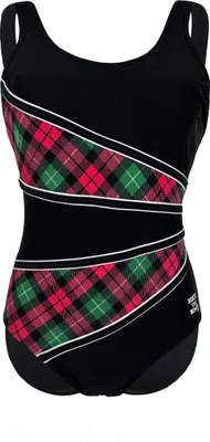 Produktbild von BECO the world of aquasports Badeanzug Scottish Glam mit Powermesh-Frontmieder für Shaping-Effekt schwarz-rot 44 D