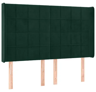 Image de vidaXL Tête de lit avec oreilles vert foncé 147x16x118/128 cm velours