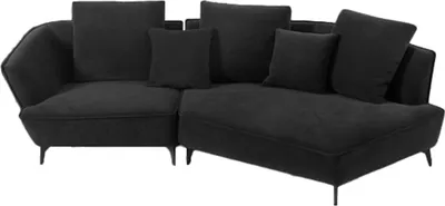 Produktbild von KAWOLA Sofa GARBO Designsofa Stoff schwarz rechts offen