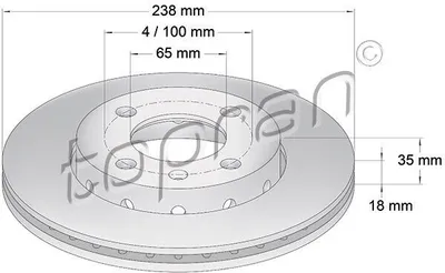 Produktbild von 2x TOPRAN Bremsscheibe 104 027 vorne für VW Lupo (6X1 6E1) POLO (6N2) 34 5mm
