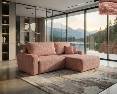 Obrázok produktu pre Rohová pohovka NORDELO SAVONA s rozkladacou funkciou, úložným priestorom a poťahom HAGA 52, pohodlná sedacia súprava 260 x 170 cm