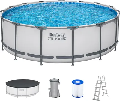Produktbild von Bestway® Steel Pro MAX™ Frame Pool Komplett-Set mit Filterpumpe Ø 457 x 122 cm, lichtgrau, rund