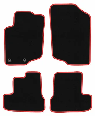 Image de Tapis de sol en moquette pour Peugeot 207CC 2006-2012 (coupé/cabriolet) – jeu 4 pièces, noir/rouge, sur mesure – Wielganizator CARLUX