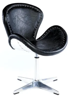 Produktbild von Vintage Ledersessel aus Echtleder in Schwarz mit Drehfunktion