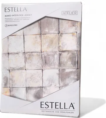 The image shows the packaging of a bedding set with a tile-like pattern.