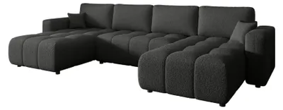 Produktbild von ZARA Wohnlandschaft U Form Ecksofa mit Schlaffunktion Bettkasten Dunkelgrau