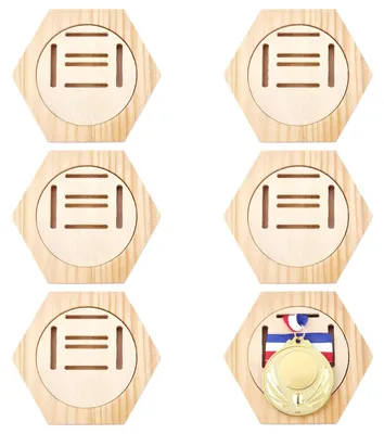 Produktbild von Medailleständer 6-teilig - Holz Medaillehalter - Sechseckiger Medaillenständer