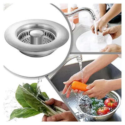 Produktbild von Sieb für Spüle, Edelstahl-Küchenspüle, schneller Abfluss, Lebensmittelauffangkorb für 8,9 cm Abfluss, Anti-Verstopfungs-Ablaufsieb