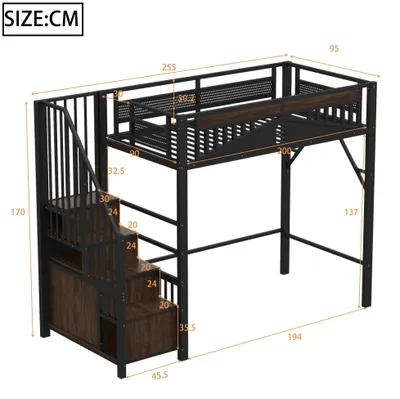 Immagine prodotto di Letto a soppalco - Letto per bambini - Letto a castello - Letto singolo - Letto a mezzanine - 90x200 cm - Legno massello di pino