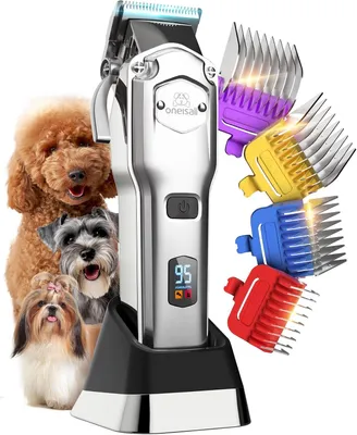 Produktbild von Oneisall Hundeschermaschine für dickes Fell, kabellos & wasserdicht, Metalkämme