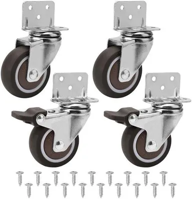 Obrázok produktu pre Kolesá na prepravu ťažkých nákladov, 50 mm - Kolesá určené na vysoké zaťaženie - 4 kusy - Nosnosť 120 kg - L-tvarová montážna doska - Protišmykové pásy - Kolesá