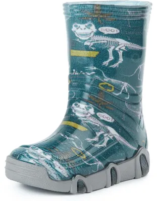 Produktbild von Ladeheid Kinder Mädchen Jungen Gummistiefel Gefüttert SwkBW (Dunkelblau Dinosaurier, 23/24)