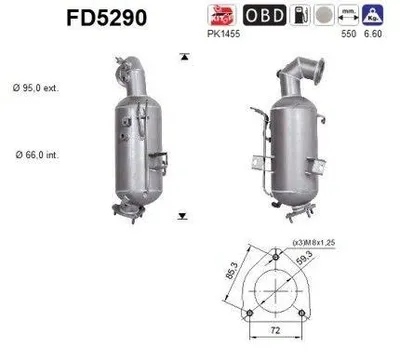 Produktbild von AS FD5290 Dieselpartikelfilter Rußpartikelfilter DPF für OPEL INSIGNIA Caravan Euro 6 Abgasanlage Diesel