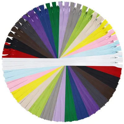 Nylon-Reißverschlüsse 55 cm, 30 Stück, 15 Farben, unsichtbar