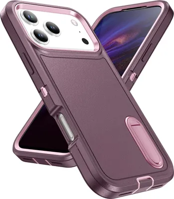 Obrázek produktu pro Pouzdro pro iPhone 17 Pro Hybridní Třivrstvé Robustní Nárazuvzdorné Ochranné Pouzdro se Stojánkem Fialová
