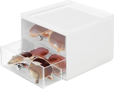 Produktbild von Brillenablage Aufbewahrungsbox für Brillen mDesign 2 Fächer weiss/durchsichtig