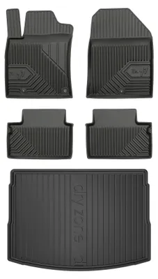 Productafbeelding van Rubberen automatten + kofferbakmat voor Hyundai i30 III vanaf 2017 (hatchback) – 5-delig, zwart, op maat – Wielganizator