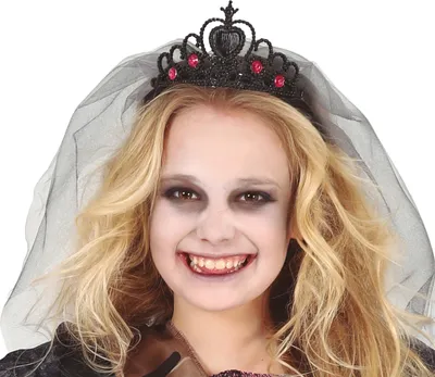Produktbild von Prinzessin Diadem Schwarz Schleier Zauberhaft Geisterhaft Märchenhaft Für Halloween Kulturell Inspiriert Royal Trendig Kindlich Elegant, Farbe: Schwarz