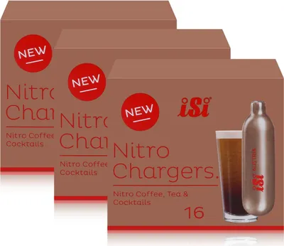Produktbild von iSi Nitrokapseln/Nitro Chargers 16 Kapseln für Kaffee, Tee, Cocktails (3er Pack)