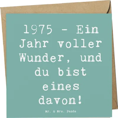 Produktbild von Mr. & Mrs. Panda doppelkarte Spruch 1975 Geburtstag Wunder - Meeresbrise - Geschenk, Glückwunsch, Geburtstagsgeschenk, Erinnerungen, Alter, besondere Geburtstagsgeschenke