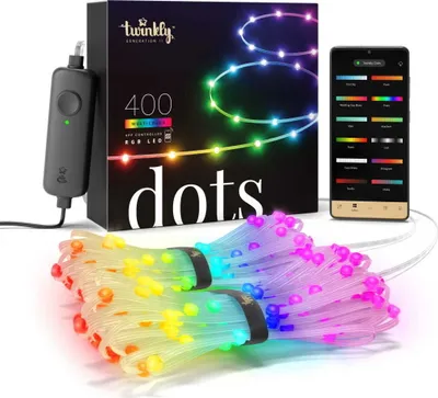 Zdjęcie produktu dla Twinkly Dots 400 LED RGB transparent wire Plug F (EU type) 20 m