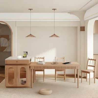 Obrázek produktu pro designový jídelní stůl z hnědého dřeva, moderní a stylový, do jídelny