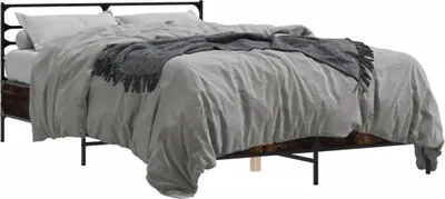 Obrázok produktu pre vidaXL Rám postele z dymového duba 120x200 cm materiál na báze dreva a kovu