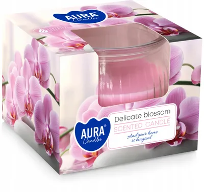 Obrázok produktu pre Vonná sviečka AURA Delikátne Kvety 18h priemer 7,7 cm