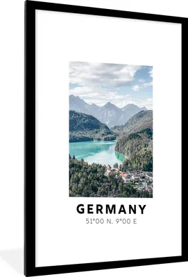 Produktbild von MuchoWow® Gerahmtes Poster Deutschland - Wasser - Wald 60x90 cm - Poster mit Schwarzem Bilderrahmen Wandposter Rahmen Foto Bilder - Dekoration - Wandposter Wohnzimmer - Hochwertig