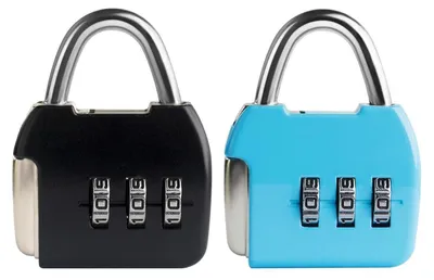 Image de Cadenas à combinaison de 3 chiffres, cadenas de voyage, cadenas pour valises et sacs à dos, noir et bleu
